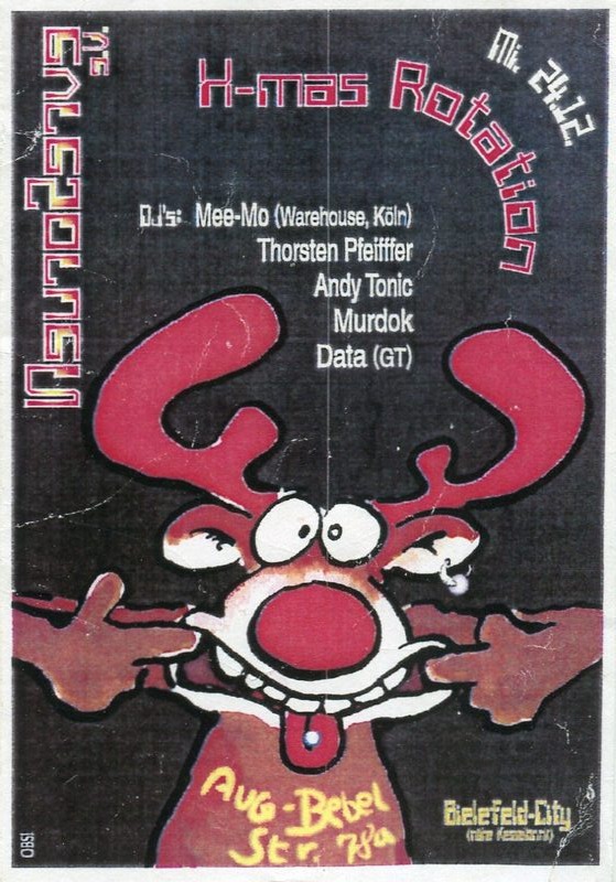 NeuroServe e.V. · X-mas Rotation · Mi. 24.12. · Mee-Mo (Warehouse Köln) · Thorsten Pfeiffer · Andy Tonic · Murdok · Data (GT) · Bielefeld