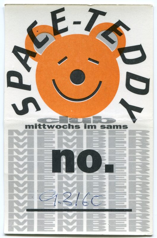 Space-Teddy Club · Member-Card · Mittwochs im Sam's · Member No. 9.3160