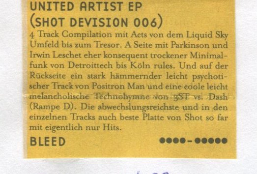 DE:BUG 01/2000 · United Artist EP Shot 006 · Bleed